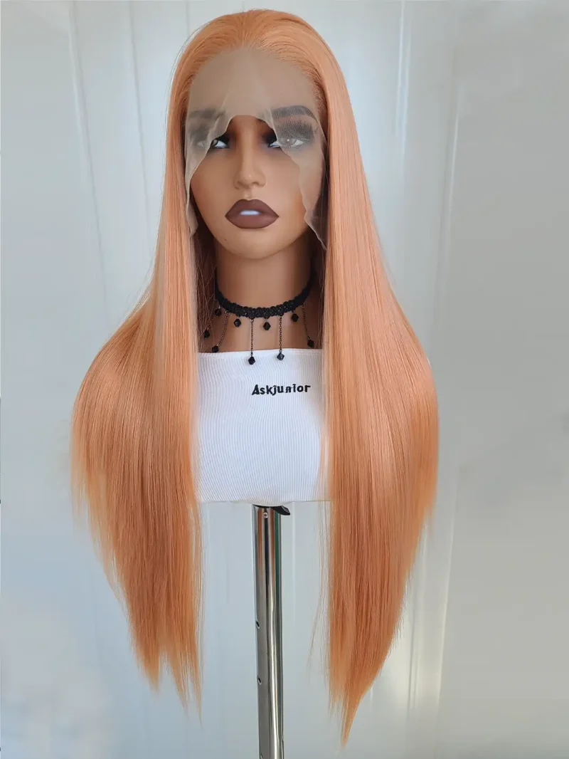 Light Orange Synthetic Hair Wig Heat Resistant Lace Front Wigs