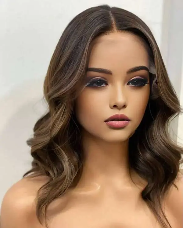 Highlight Blonde Brown Body Wave Lace Front Wigs