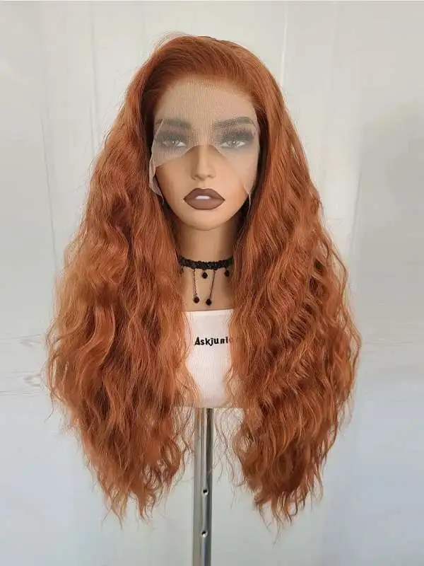 Orange Synthetic Hair Wig Heat Resistant Lace Front Wigs