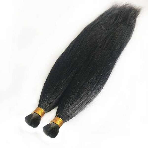 Yaki Straight Hair Bulk Human Hair for Braiding Natural Color