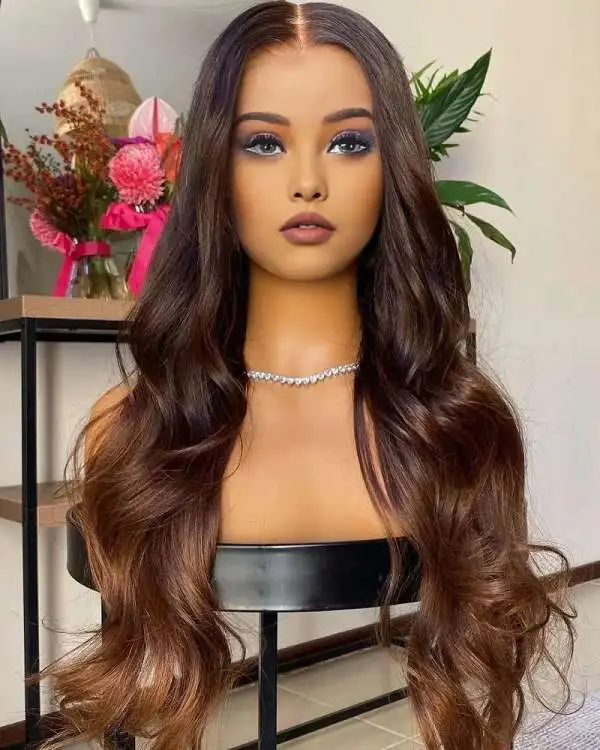 Ombre Brown Color Loose Wave Lace Front Wigs