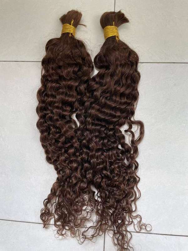 Dark Brown Human Braiding Hair Curly Bulk